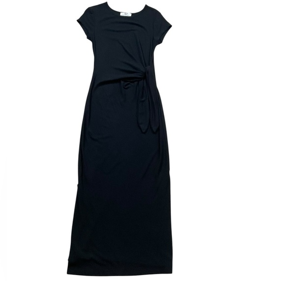 Magaschoni Dresses & Skirts - Magaschoni Black Stretch Tie Waist Midi Dress Size Medium